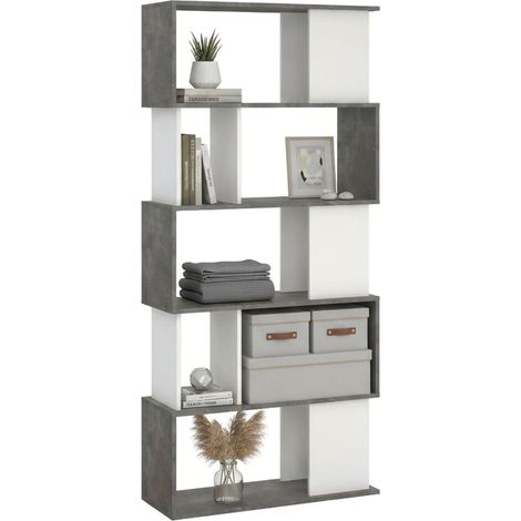Regal Arg, Bücherregal mit 4 Fächern, 29,5x80x173,5h cm Grau