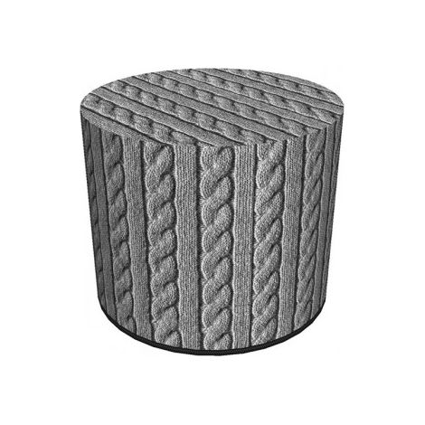 Dekorativer Pouf, Bertoni, Warkocz-Muster – runder Pouf für Wohnzimmer und Flur, 40 cm Durchmesser, elegant, mit Reißverschluss, waschbar (1/3)