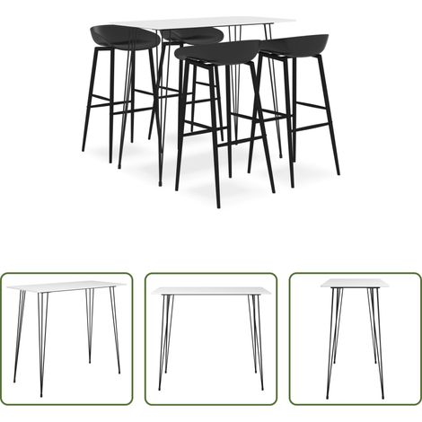 Tabouret de bar -  Ensemble de bar 5 pcs Blanc et noir (1/5)