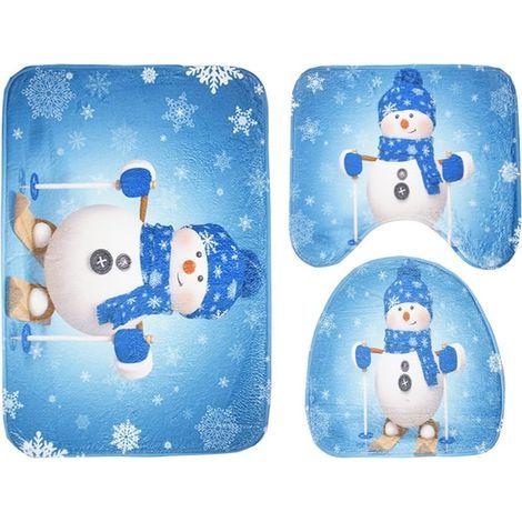 3-teiliges Set aus rutschfestem WC-Sitzbezug und -Toilettenmatte für Weihnachten (1/5)