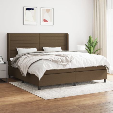 The Living Store Boxspringbett mit Matratze Dunkelbraun 200x200 cm Stoff - Boxspringbett - Doppelbett - Bettenrahmen - Lattenrost - Matratze (1/5)