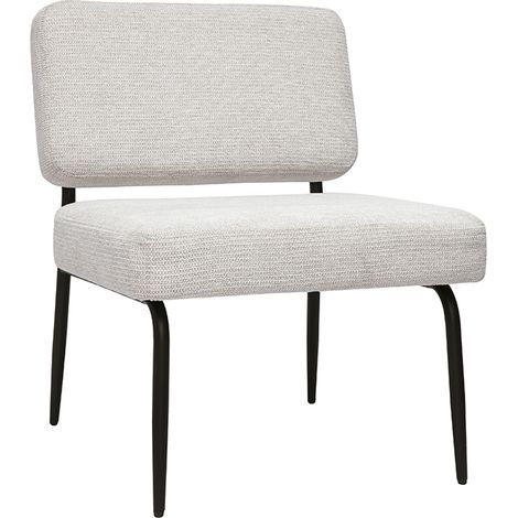 Fauteuil en tissu chenille beige et métal noir VEDANA