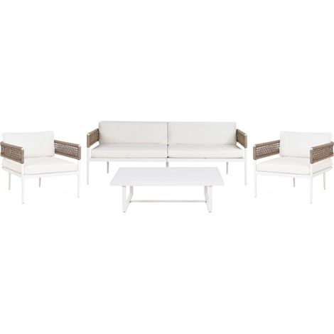 Garden Lounge Set with Table 5 Seater SERLA Metal White