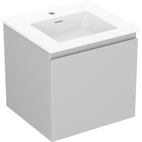 Mexen Orio Badezimmerschrank 50 cm mit Waschbecken Otis, 1 Schublade, grau matt/weiß matt - 91A10-05047-1-BF62-W18M01