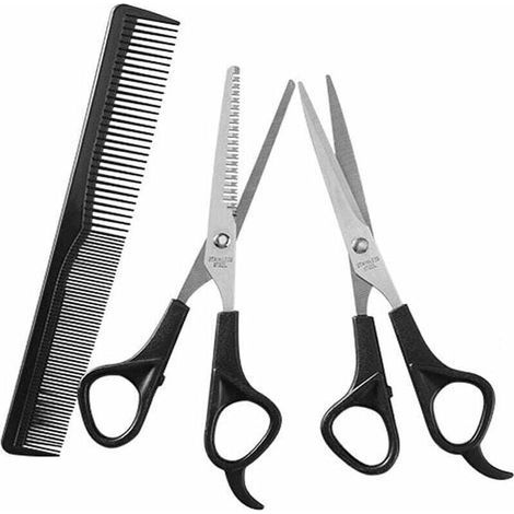 Set di 3 forbici per la toelettatura del cane, kit di forbici per animali domestici in acciaio inossidabile con pettine per pelo lungo e corto. (1/4)