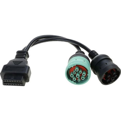 Diagnoseadapterkabel für Nutzfahrzeuge, 6-polig/9-polig auf OBD2 16-polig