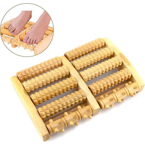 Rouleaux de massage des pieds en bois, y compris les rouleaux de massage simples et les rouleaux doubles, fabriqués en bois (1/4)