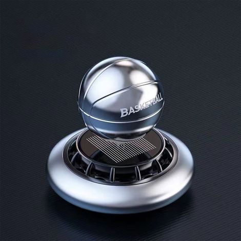 Décoration auto parfum solaire rotatif ballon en alliage résistant, design élégant argenté, désodorisant véhicule sans pile, cadeau pratique. (1/5)
