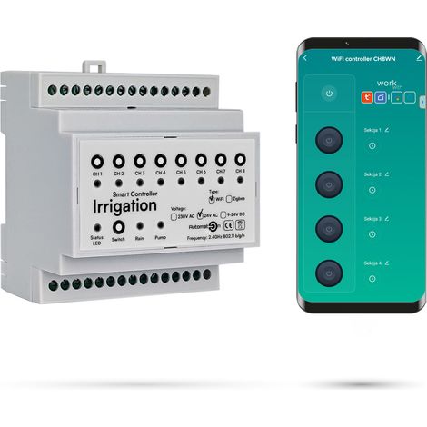 Controlador de riego Tuya CH8WN con WiFi y 8 estaciones. (1/5)