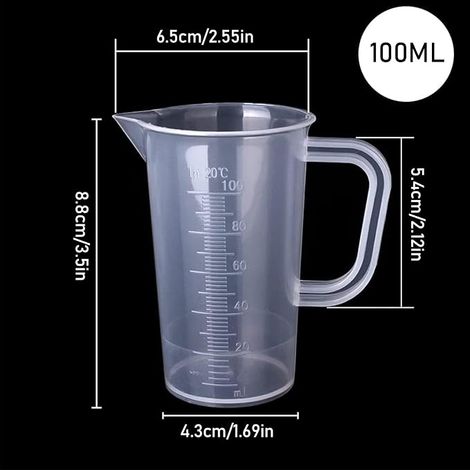 Verre Plastique 100ML Transparent Gradué Mini Gobelet Convient Pour les Mesures en Laboratoire de Cuisine (1/4)