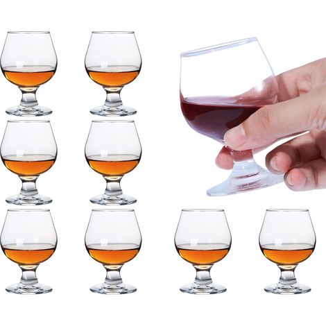 Lot 8 verres à cognac 100 ml en verre transparent (1/5)