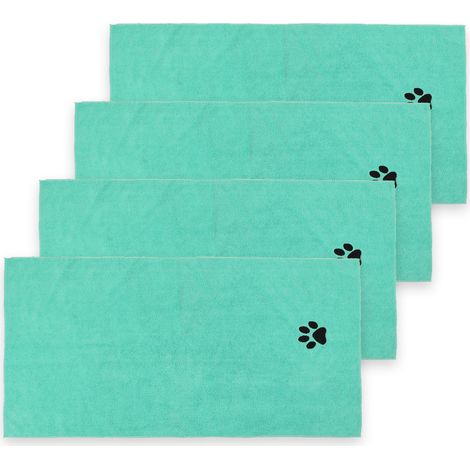 4 serviettes pour chiens, serviettes absorbantes en microfibre, serviettes à séchage rapide pour animaux, serviettes de bain pour chiots, serviettes pour pattes (1/5)