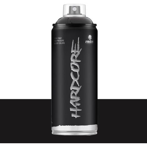 Bombe de peinture Hardcore MTN 400ml – Noir – Finition brillante – Valve haute pression pour jet large