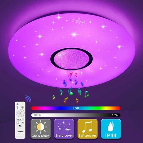 Plafonnier LED avec haut-parleur Bluetooth et télécommande 36W, intensité variable, 2800-6500K, étanche IP44 (sans application de contrôle) (1/5)