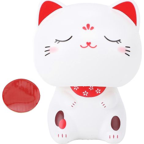 Chat porte-bonheur solaire qui hoche la tête, ornement de voiture innovant pour l'intérieur, figurine chanceuse à énergie solaire pour tableau de bord (1/5)