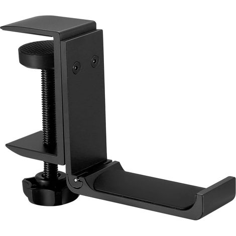Support Pour Casque - En Alliage D'aluminium - Base Pliable Avec Pince Réglable - Pour Bureau Chambre Cuisine Salle D'étude - Noir (1/5)
