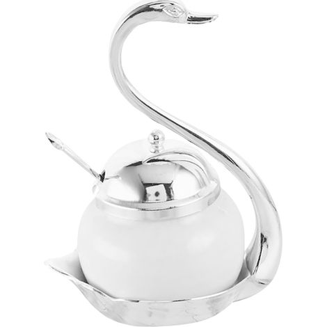 Bouteille aromatisante Swan Sugar Jar-Argent céramique-boîte d'assaisonnement maison