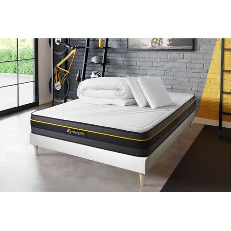 Pacchetto letto completo - Materasso 140x190cm + Box spring (monoblocco) + 2 cuscini + Piumino - Active