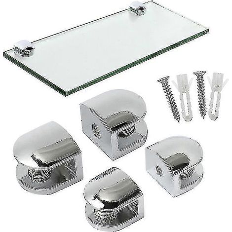 Set mit 8 verstellbaren Regalträgern aus Zinklegierung für Glasböden mit einer Stärke von 6 bis 1 mm. – AquaForge