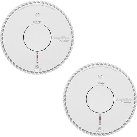 Angeleye – Lot de 2 détecteurs de fumée NF avec pile lithium scellée 10 ans – Capteur optique – Alerte 85dB à 3m – Installation murale/plafond (1/5)