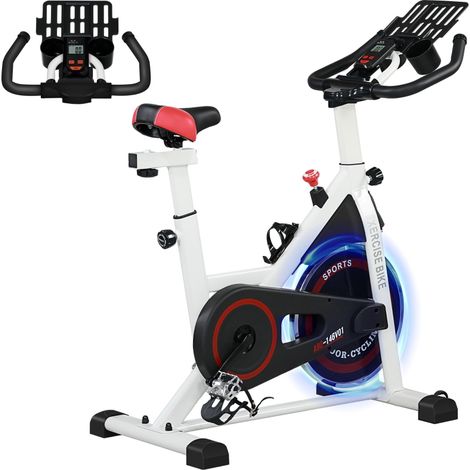 Home Trainer réglable avec résistance jusqu'à 120 kg en acier L103xB53xH100-114cm couleur blanc/noir (1/5)