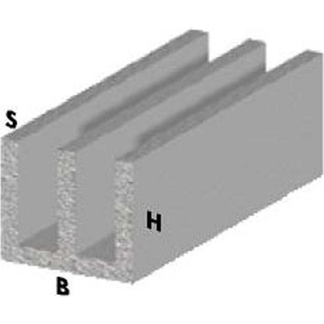 profilo canalino doppia U cm 200 h argento silver 20x10x1 mm alluminio (1/2)