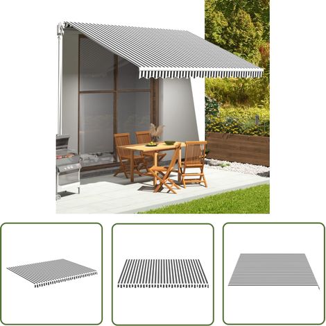 The Living Store Tissu de remplacement pour auvent Anthracite et blanc 4,5x3,5 m - Tissu D'ombrage - Auvent De Jardin - Toile D'extérieur - Protection Solaire - Parasol De Terrasse (1/5)