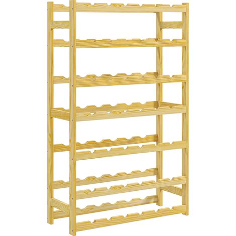 Casier à bouteilles, porte-bouteille en bois à 7 niveaux pour 42 bouteilles, 63 x 25 x 102cm, naturel (1/5)
