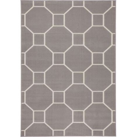 Tapis Effet 3D à Poils Courts "Lina" Taupe & Ivoire 80 x 300 cm (1/4)