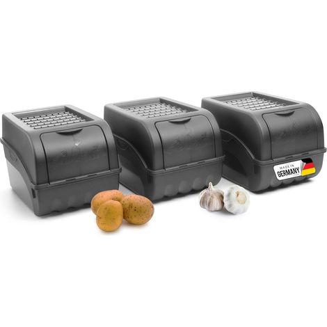 Lot de 3 boîtes rangement pommes de terre 5 L gris anthracite