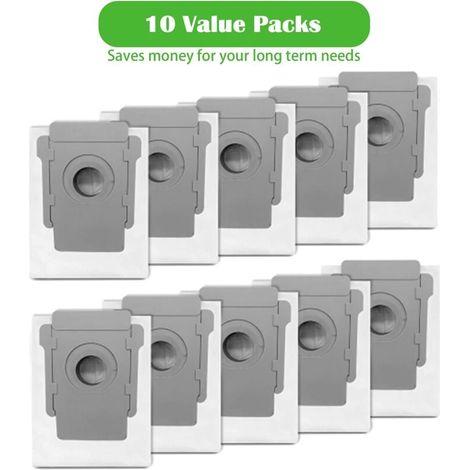 10er-Pack Staubsaugerbeutel für iRobot Roomba I- und S-Serie, i7 (7150), i7+/Plus (7550), i3+ (3550), i6+ (6550), i8+ (8550), s9 (9150), s9+/Plus (9550), kompatibel mit Clean Base (1/3)