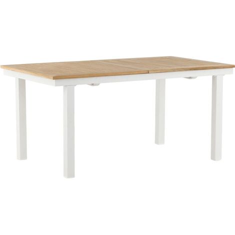 Table de Jardin Extensible "Panama" 160-240cm Naturel & Blanc (1/5)
