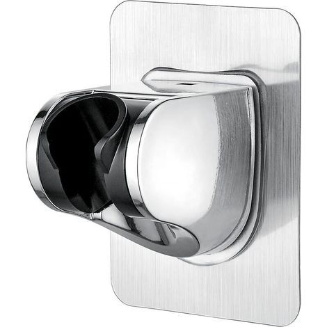 Support Douche Sans Percage Colle 3M- Support Pommeau de Douche Universel, Réglable (45°), Support Douchette Mural Charge Jusqu'à 18 kg, pour Pommeau de Douche Douchette Salle de Bain, Chrome (1/5)