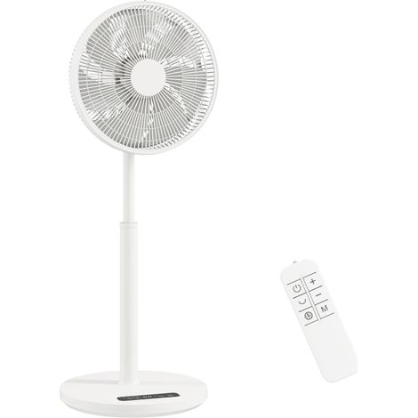 Ventilateur sur pied avec télécommande et 12 vitesses, hauteur réglable pour la chambre, blanc