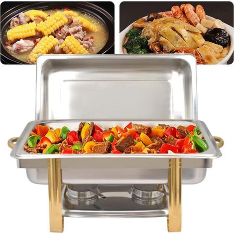 9L Speisenwärmerbehälter Chafing Dish Speisenwärmer Warmhaltebehälter Wärmebehälter Edelstahl Buffet