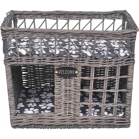 Maison Exclusive - Albero Gatti in Salice Casetta/Cuccia/Tiragraffi con Cuscino Quadrato (1/5)