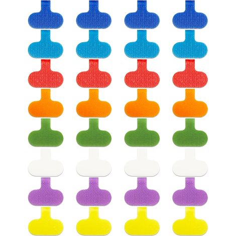 Lntyq Lot de 32 étiquettes de câbles multicolores, inscriptibles, pour câbles électroniques et informatiques. Gestion et identification des câbles. (1/5)