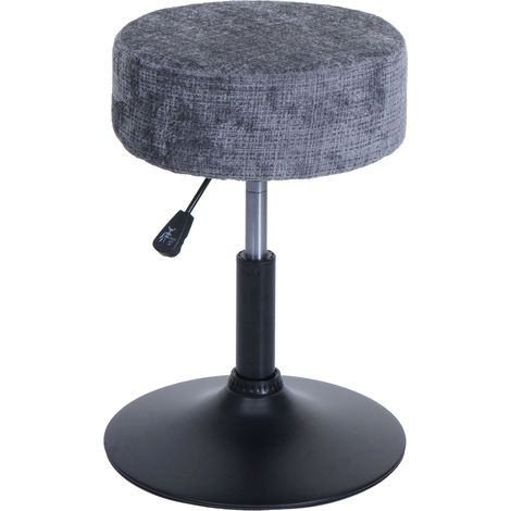 [NEUWERTIG] Hocker HHG-827, Sitzhocker Schminkhocker, höhenverstellbar drehbar Ø 37cm Stoff Chenille (465g/m²) MVG dunkelgrau