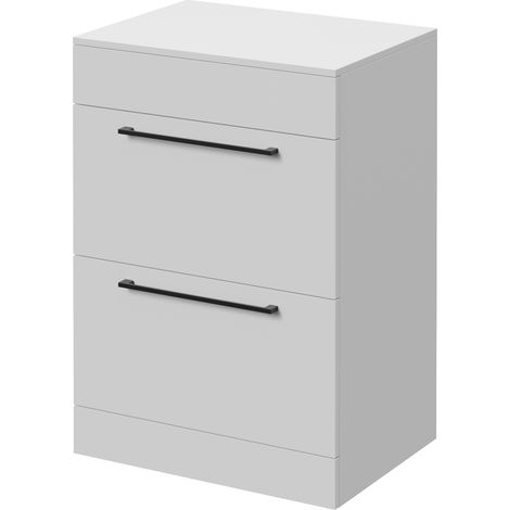 Napoli 460 Gloss White 600mm 2 Drawer Vanity Unit for Countertop Basins - 600mm - Matt Black 320mm Handle