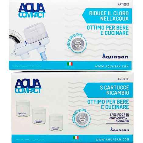 Aquasan Compact Aquacompact Filtro Rubinetto Anticalcare con 5 Cartucce Special Kit 5000 Litri Colore Bianco (1/5)