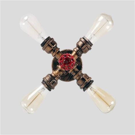 Plafonnier vintage industrielle – Tube tuyau métal – Parfait pour loft, atelier ou cave aménagée