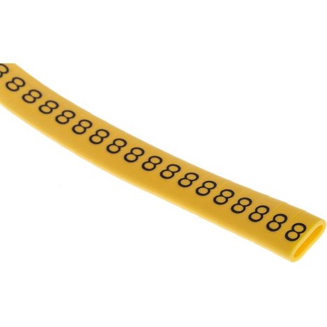 Repère câble , Ø câble 3.5 7mm, texte : 8, Noir sur Jaune ( Prix pour Bobine de 500 )