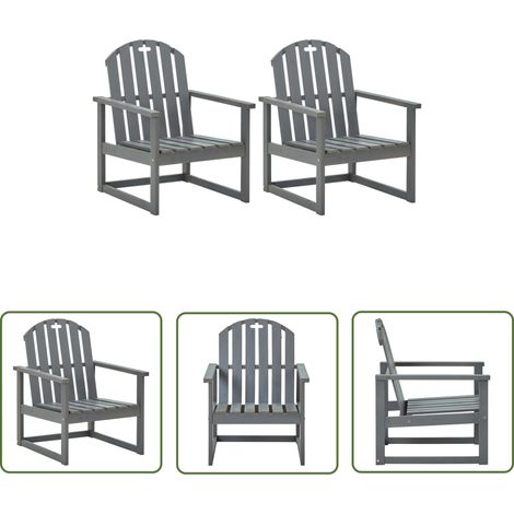 Furniture Limited - Chaises de jardin lot de 2 Gris Bois d'acacia (1/5)