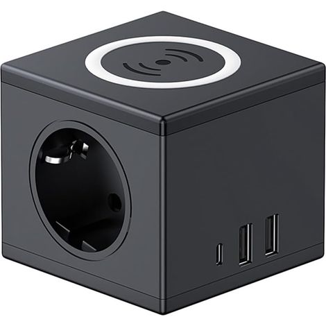 JSSEVN-Cargador USB de sobremesa, enchufe europeo estándar PD15W, carga, enchufe UE, negro (1/5)