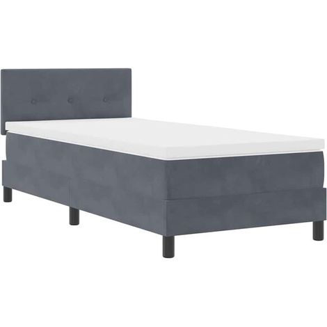 Matelas à ressorts LED, avec matelas, gris foncé, 80 x 200 cm, tissu velours. (1/5)