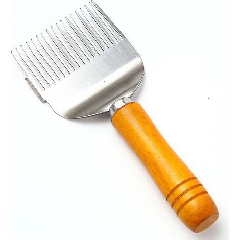 1 coupe-miel pour apiculteur, manche en bois, peigne, épingle à miel, aiguille, couteau à miel, fourchette à désoperculer, 17 racines, fourchette durable (1/5)