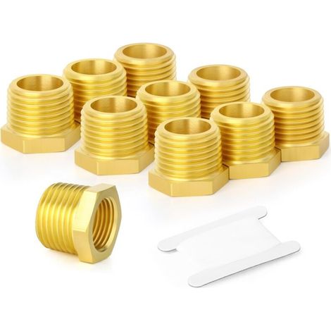 Reductor hexagonal de latón de 5 piezas, macho BSP de 3/8" x hembra BSP de 1/4", accesorio de tubería roscado - 3/4"-1/2" (1/5)