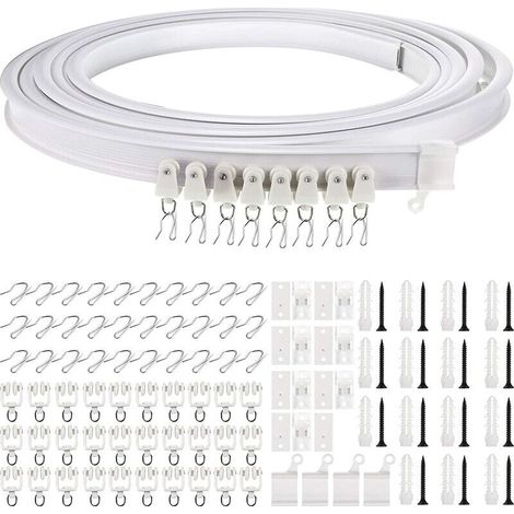 royaluxe -5 Mètres Rail de Plafond Pliable Rail de Rideau Incurvé Montage de Rideau de Plafond Flexible Rail de Fenêtres Courbes pour Rail de Rideau avec Système de Rail Rideau Lit Divis, Rail de Plaf (1/5)
