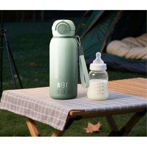 Chauffe Biberon Portable pour Nomade sans Fil, Chauffage Rapide et Longue Autonomie, 2 Modes de Chauffe pour Lait Maternel et Eau, Grande Capacité de 500ml pour Toute la Journée (1/4)