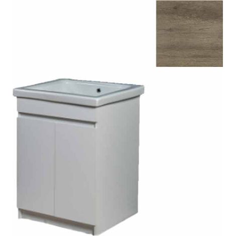 Mobile Lavatoio in Ceramica 2 Ante e Strofinatoio Integrato 60x60x86A cm Olmo Naturale (1/5)